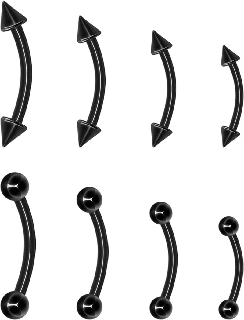 BLISI G23 Solid Titanium Eyebrow Piercing Jewelry, Gokd Black Rose Gold Silver Pink Rainbow Eyebrow Rings 16G Curved Barbell,Tiny Vertical Labret Lip Jewelry Rook Piercing Jewelry for Women and Men - Image 1